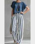 Vyla™ Cozy Loose-fit Striped Cotton-linen Two-piece Set