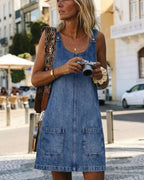 Vyla™ Casual Denim Pinafore Mini Dress