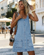 Vyla™ Casual Denim Pinafore Mini Dress