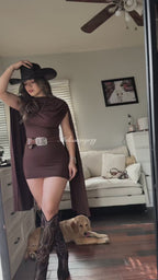 Vyla™ Cowl Neck Cape Mini Dress Sleeveless Slim Fit Party Dress