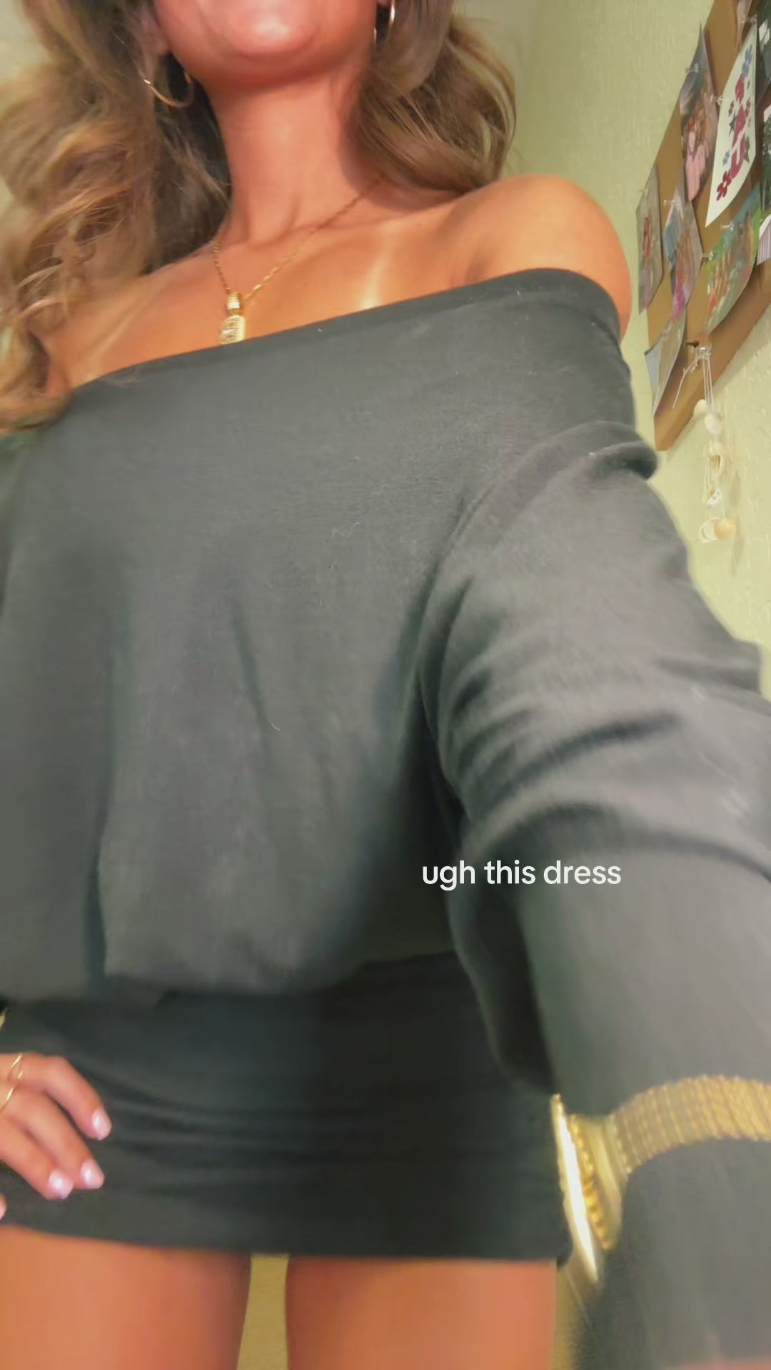 Vyla™ Off-Shoulder Draped Dolman Sleeve Bodycon Mini Dress