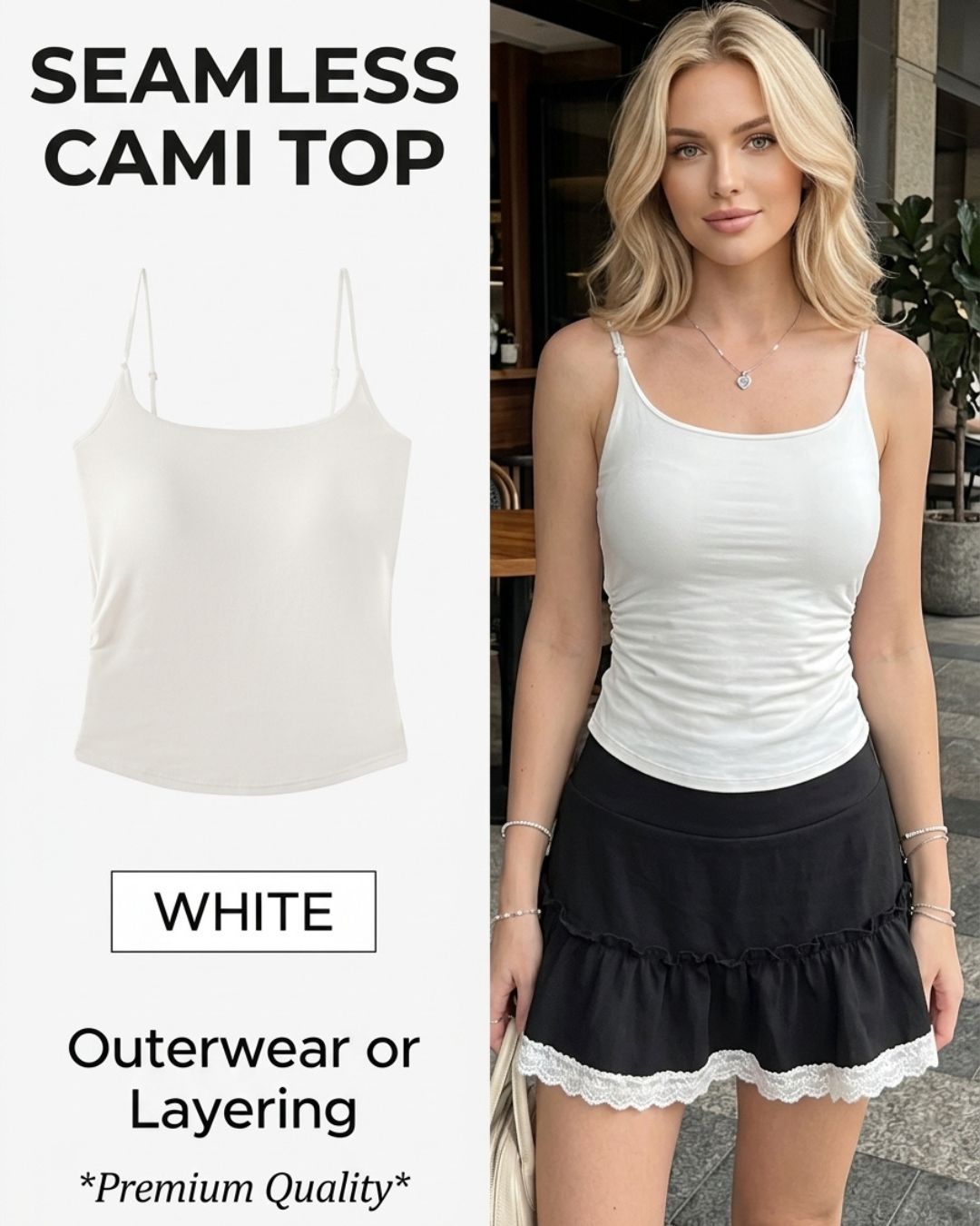 Vyla™ Ruched Built-In Bra Cami Top