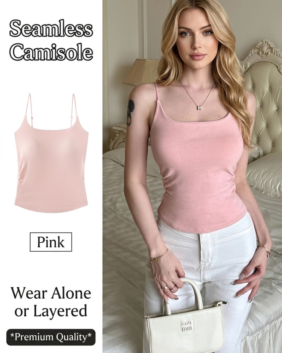 Vyla™ Ruched Built-In Bra Cami Top