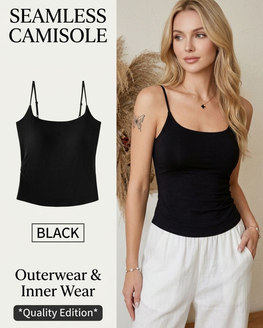 Vyla™ Ruched Built-In Bra Cami Top