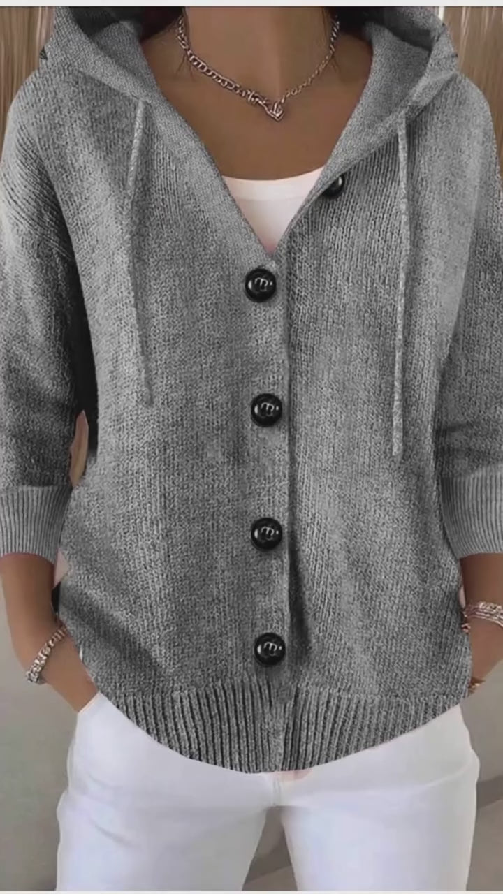 Vyla™ Hooded Button-Front Knit Cardigan Sweater