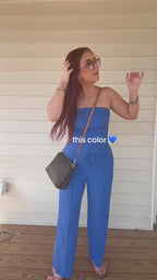 Vyla™ Ribbed Strapless Tube Top & Wide Leg Pants Two-Piece Set