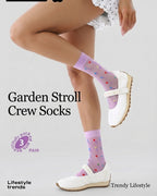 Vyla™ Garden Floral Breathable Mesh Crew Socks (3 Pairs)