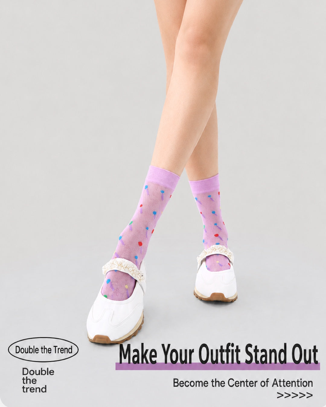 Vyla™ Garden Floral Breathable Mesh Crew Socks (3 Pairs)