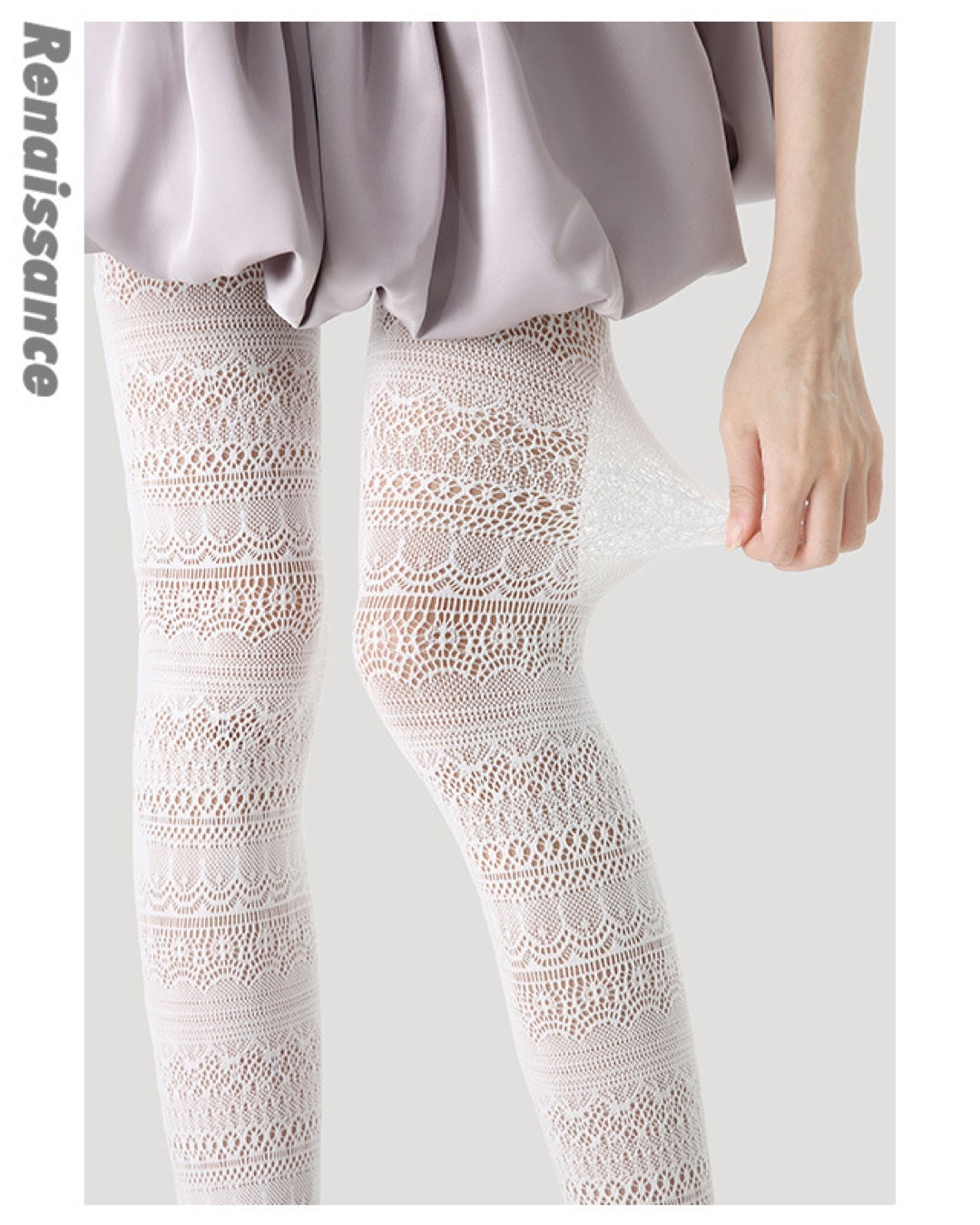 Vyla™ Floral Lace Splicing Sheer Mesh Tights