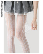Vyla™ Floral Lace Splicing Sheer Mesh Tights
