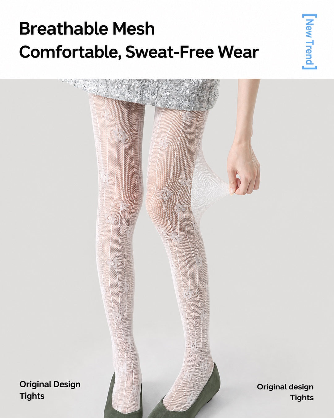Vyla™ Floral Lace Splicing Sheer Mesh Tights