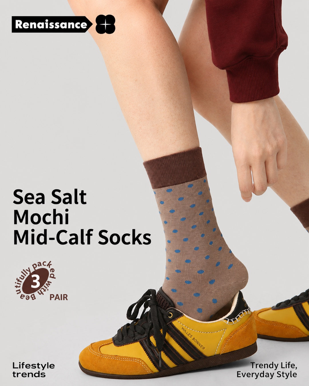 Vyla™ Colorblock Striped Polka Dot Princess Crew Socks (3 Pairs)