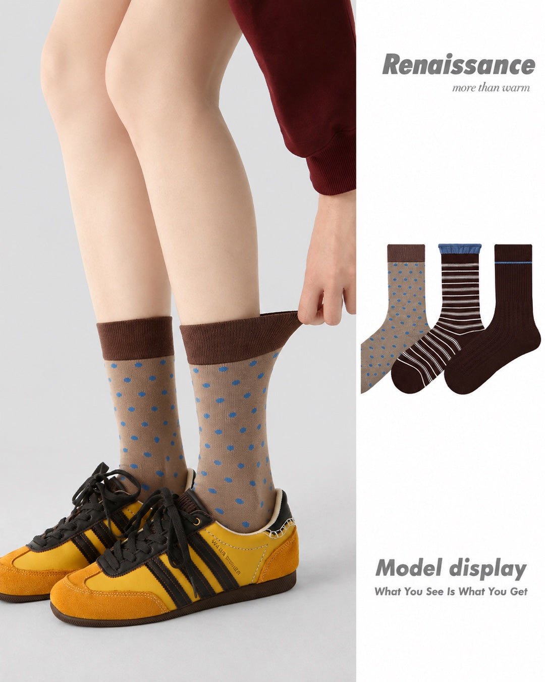 Vyla™ Colorblock Striped Polka Dot Princess Crew Socks (3 Pairs)
