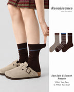 Vyla™ Colorblock Striped Polka Dot Princess Crew Socks (3 Pairs)
