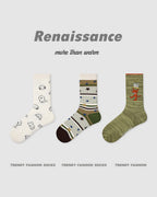 Vyla™ Colorblock Striped Polka Dot Princess Crew Socks (3 Pairs)