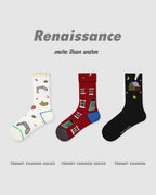 Vyla™ Colorblock Striped Polka Dot Princess Crew Socks (3 Pairs)