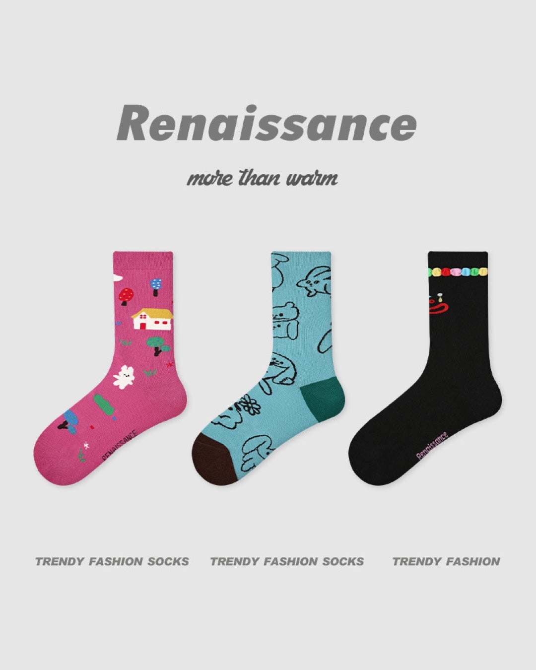 Vyla™ Colorblock Striped Polka Dot Princess Crew Socks (3 Pairs)