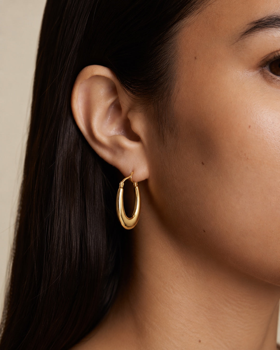 Vyla™ Stainless Steel Geometric Solid Face Hoop Earrings