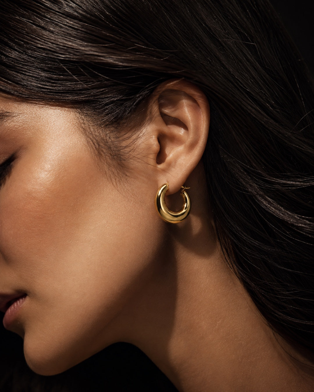 Vyla™ Stainless Steel Geometric Solid Face Hoop Earrings