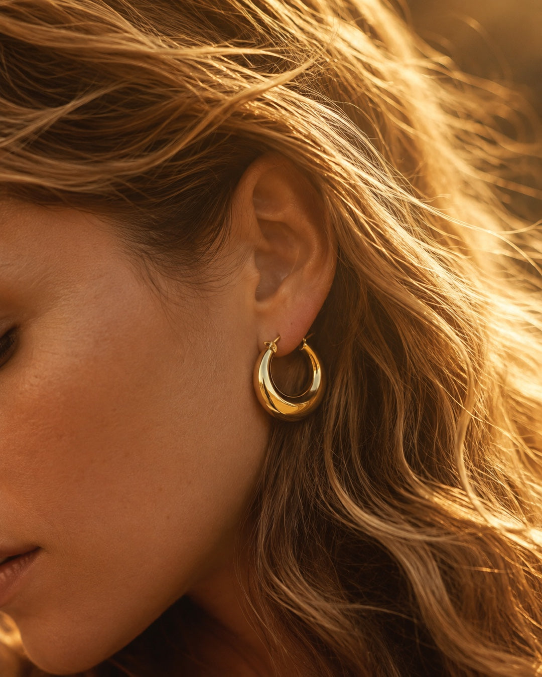 Vyla™ Stainless Steel Geometric Solid Face Hoop Earrings