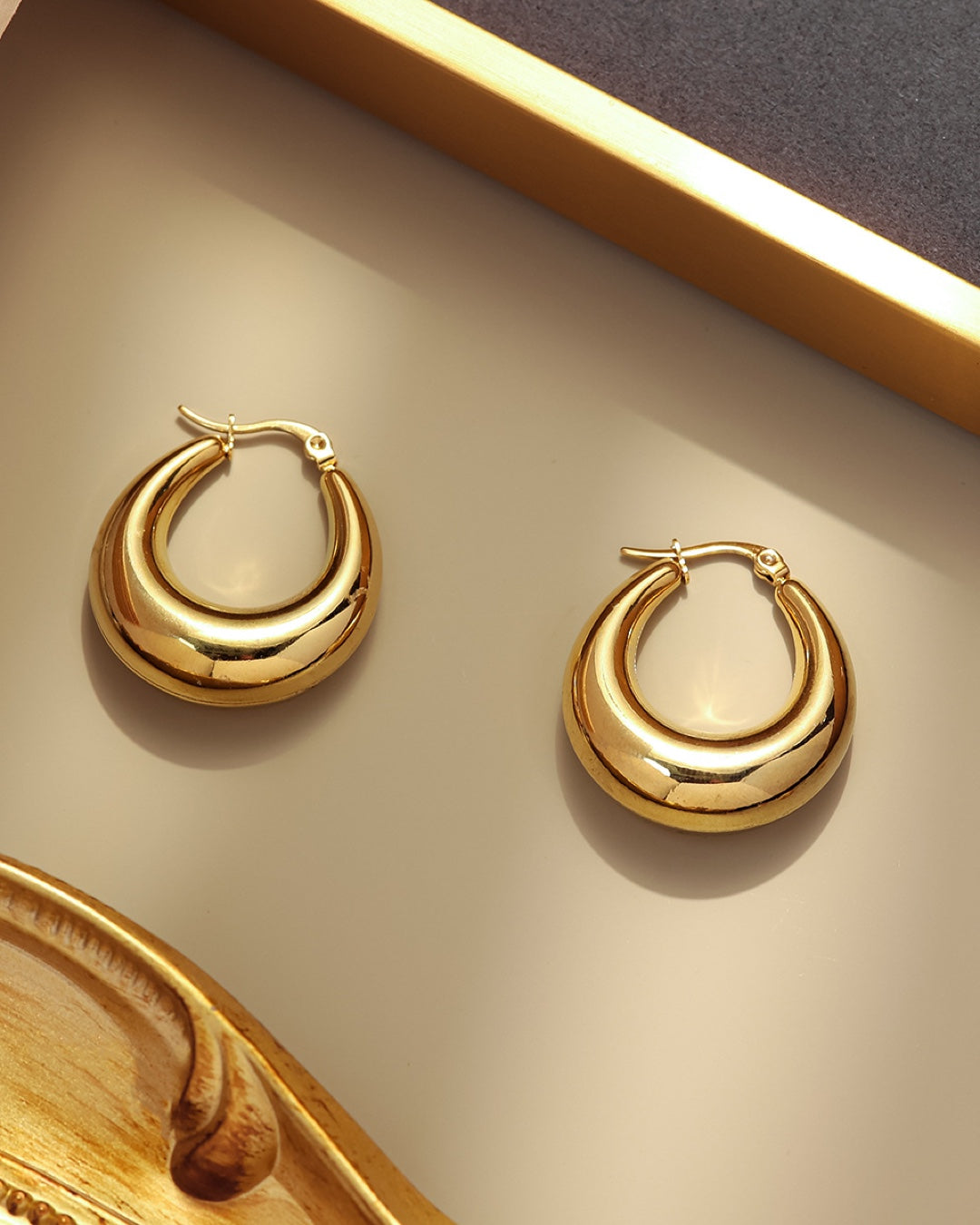 Vyla™ Stainless Steel Geometric Solid Face Hoop Earrings