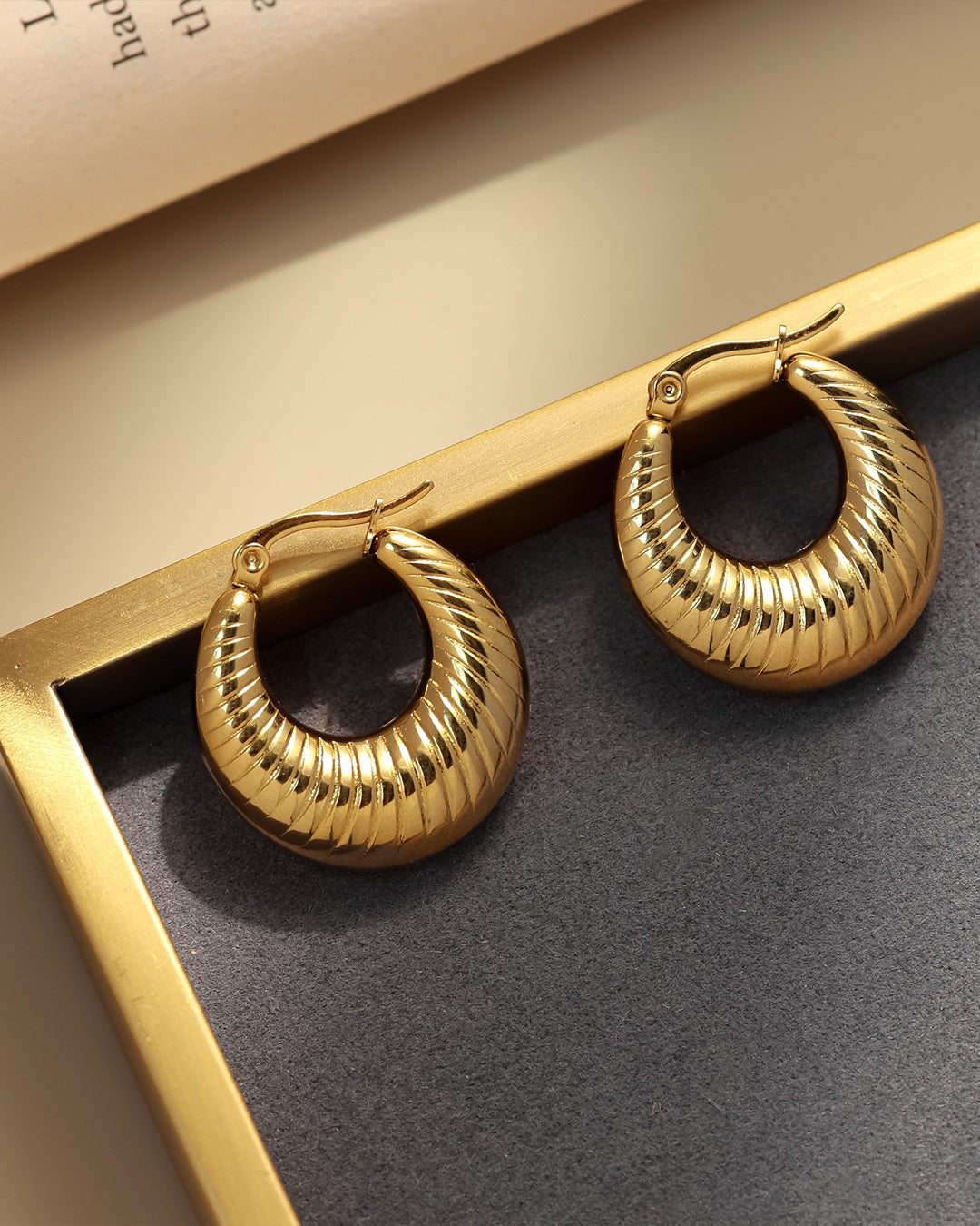 Vyla™ Stainless Steel Geometric Solid Face Hoop Earrings