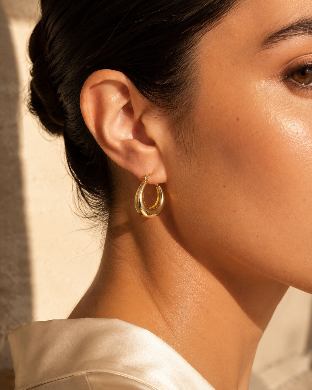 Vyla™ Stainless Steel Geometric Solid Face Hoop Earrings