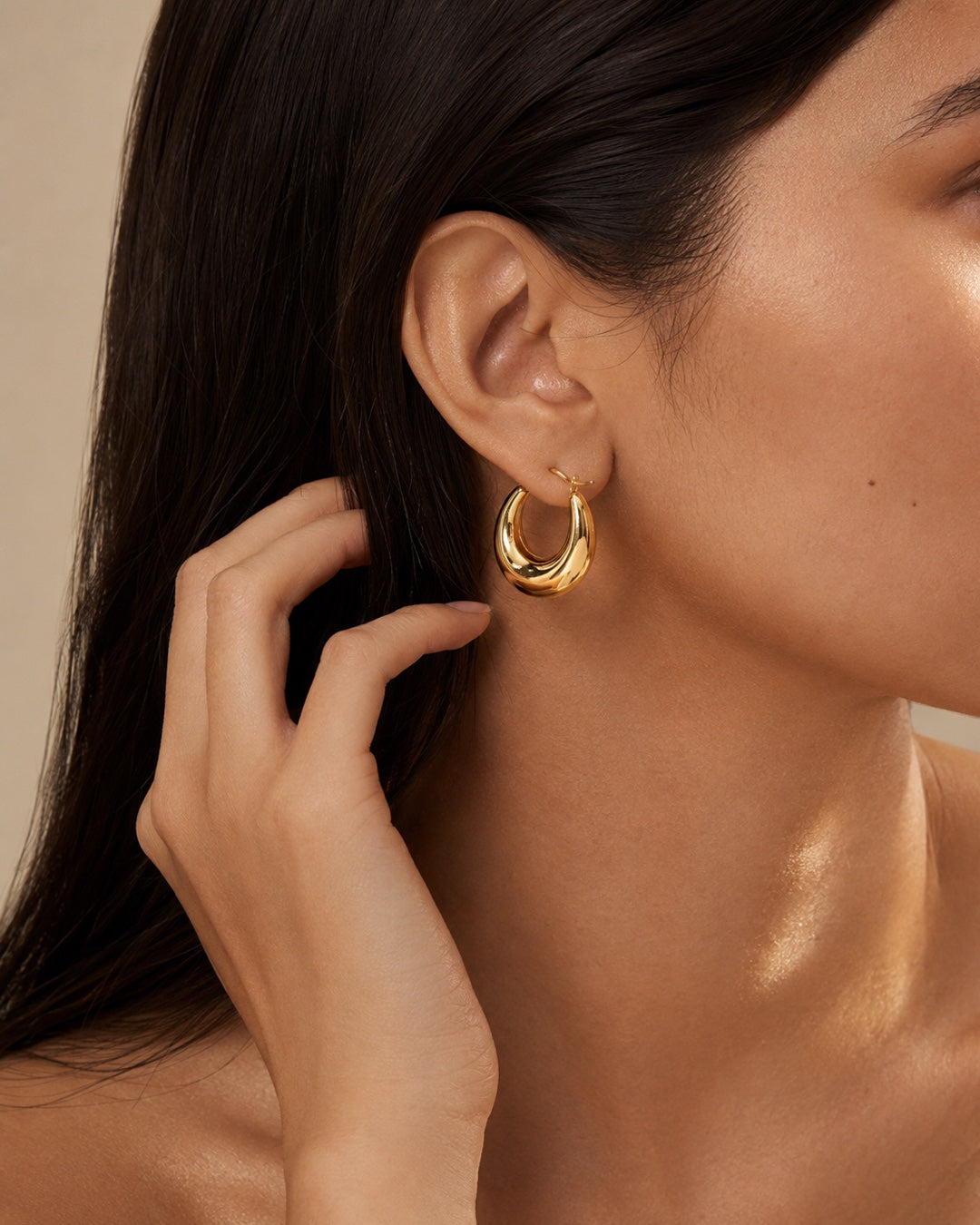 Vyla™ Stainless Steel Geometric Solid Face Hoop Earrings