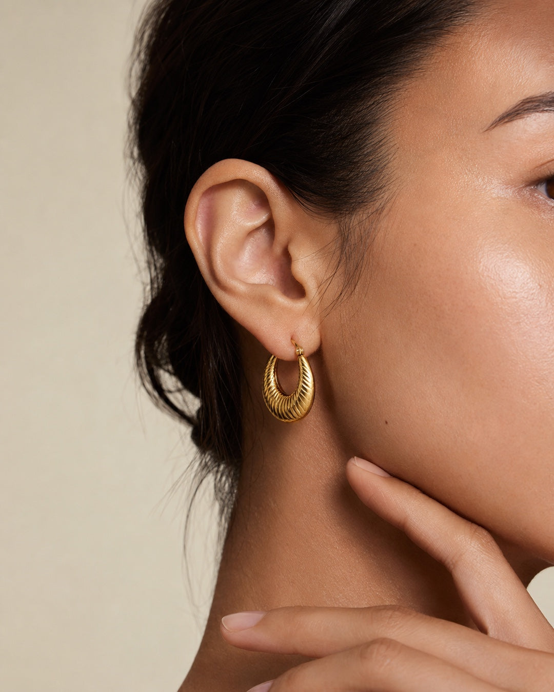 Vyla™ Stainless Steel Geometric Solid Face Hoop Earrings
