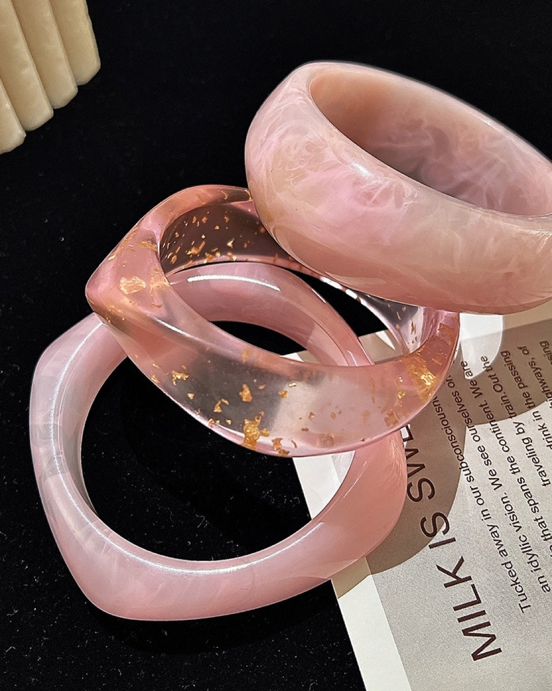 Aloveta™ Mirror Polished Open Wide Cuff Acrylic Resin Bangle
