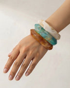 Aloveta™ Pink Marble & Gold Foil Acrylic Resin Wide Bangle