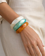 Vyla™ Pink Marble & Gold Foil Acrylic Resin Wide Bangle