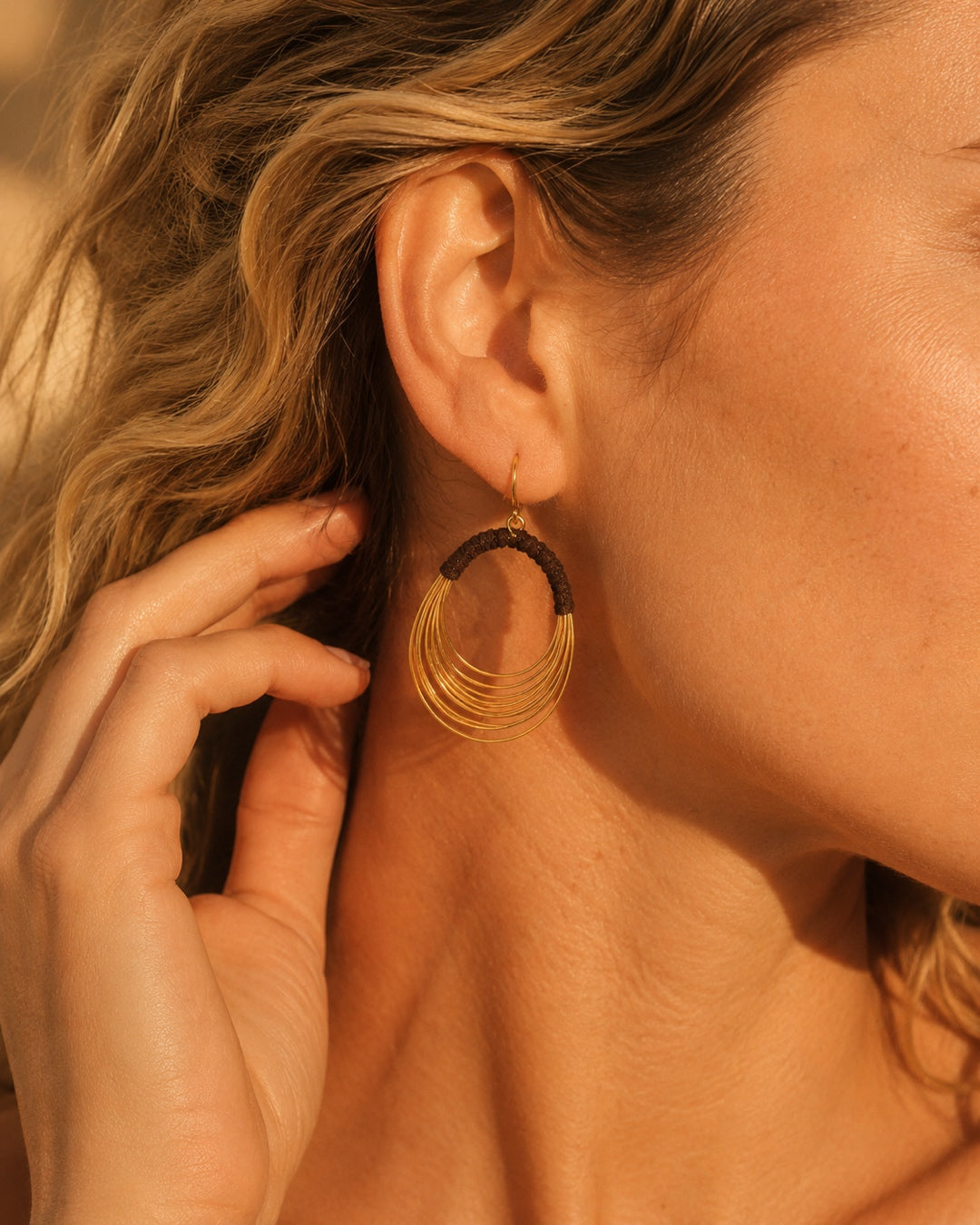 Vyla™ Multi-Layer Circle Hoop Earrings with Fabric Wrapped Detail