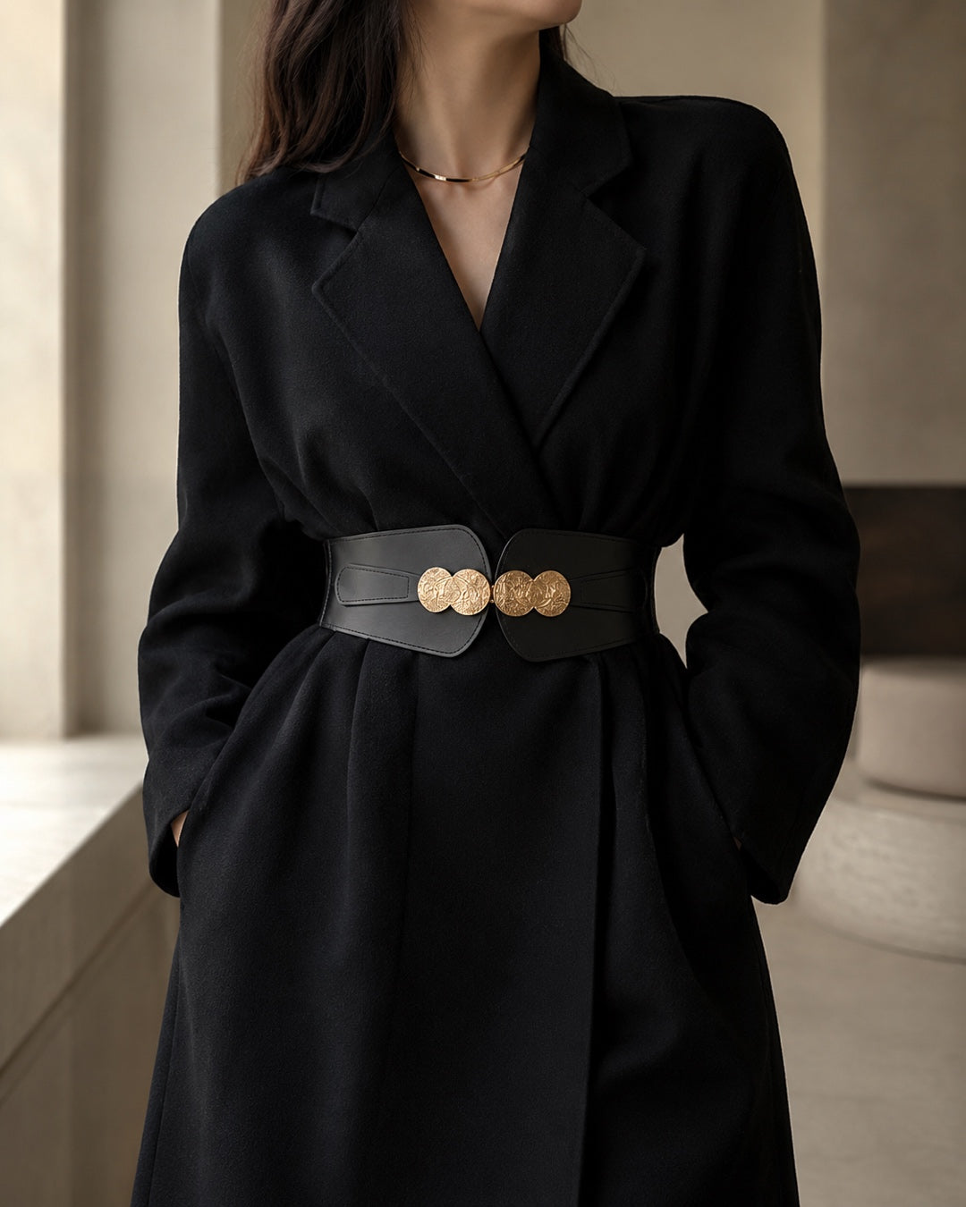 Vyla™ Elastic Wide Waist Belt with Vintage Metal Buckle