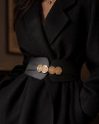 Vyla™ Elastic Wide Waist Belt with Vintage Metal Buckle