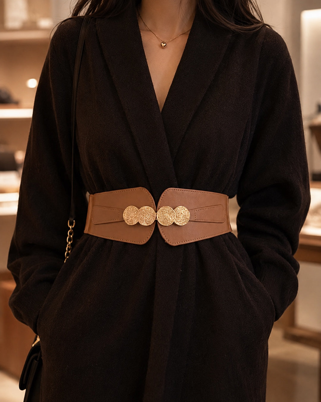Vyla™ Elastic Wide Waist Belt with Vintage Metal Buckle