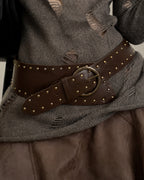 Vyla™ Vintage Studded Wide Leather Waist Belt