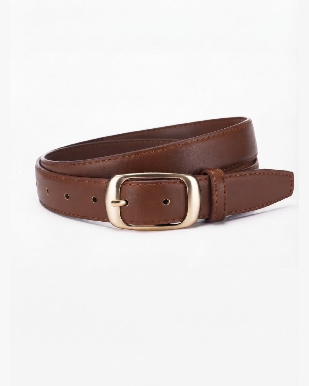 Vyla™ Gold-Tone Buckle Multi-Hole Casual Leather Belt