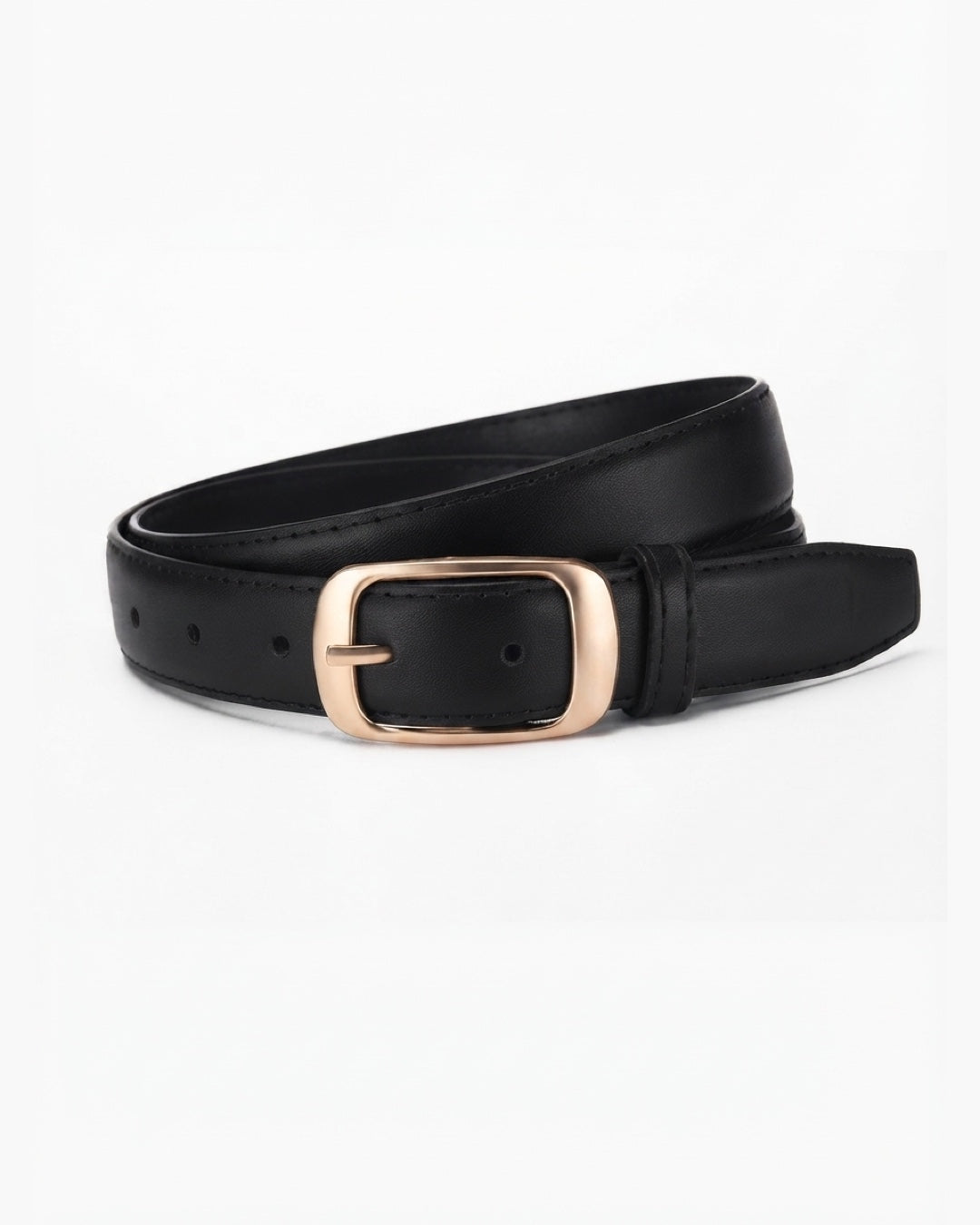Vyla™ Gold-Tone Buckle Multi-Hole Casual Leather Belt