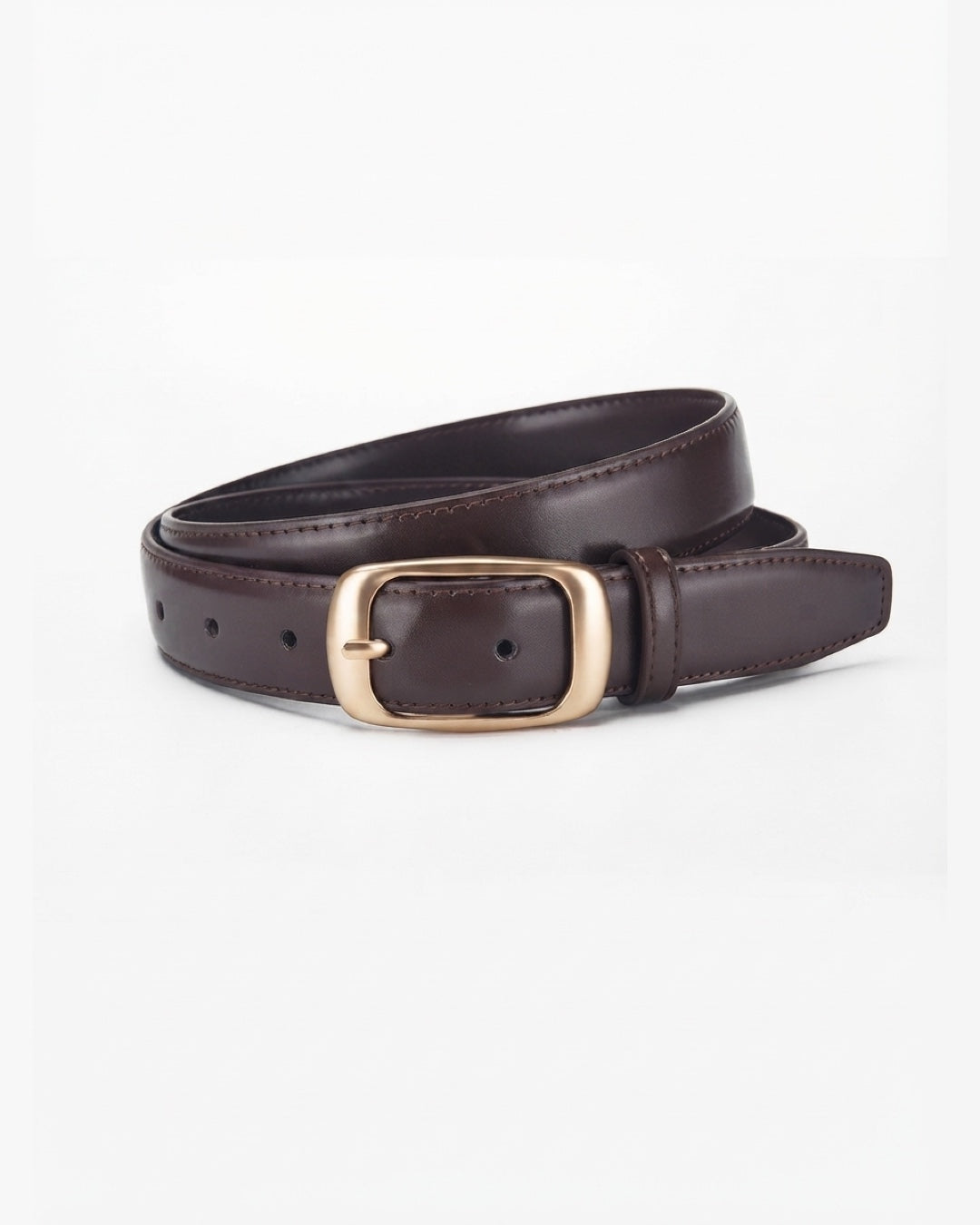 Vyla™ Gold-Tone Buckle Multi-Hole Casual Leather Belt