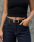Vyla™ Gold-Tone Buckle Multi-Hole Casual Leather Belt
