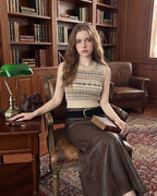 Vyla™ Vintage Brown Wide Leather Belt with Metal Buckle