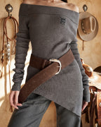 Vyla™ Vintage Brown Wide Leather Belt with Metal Buckle