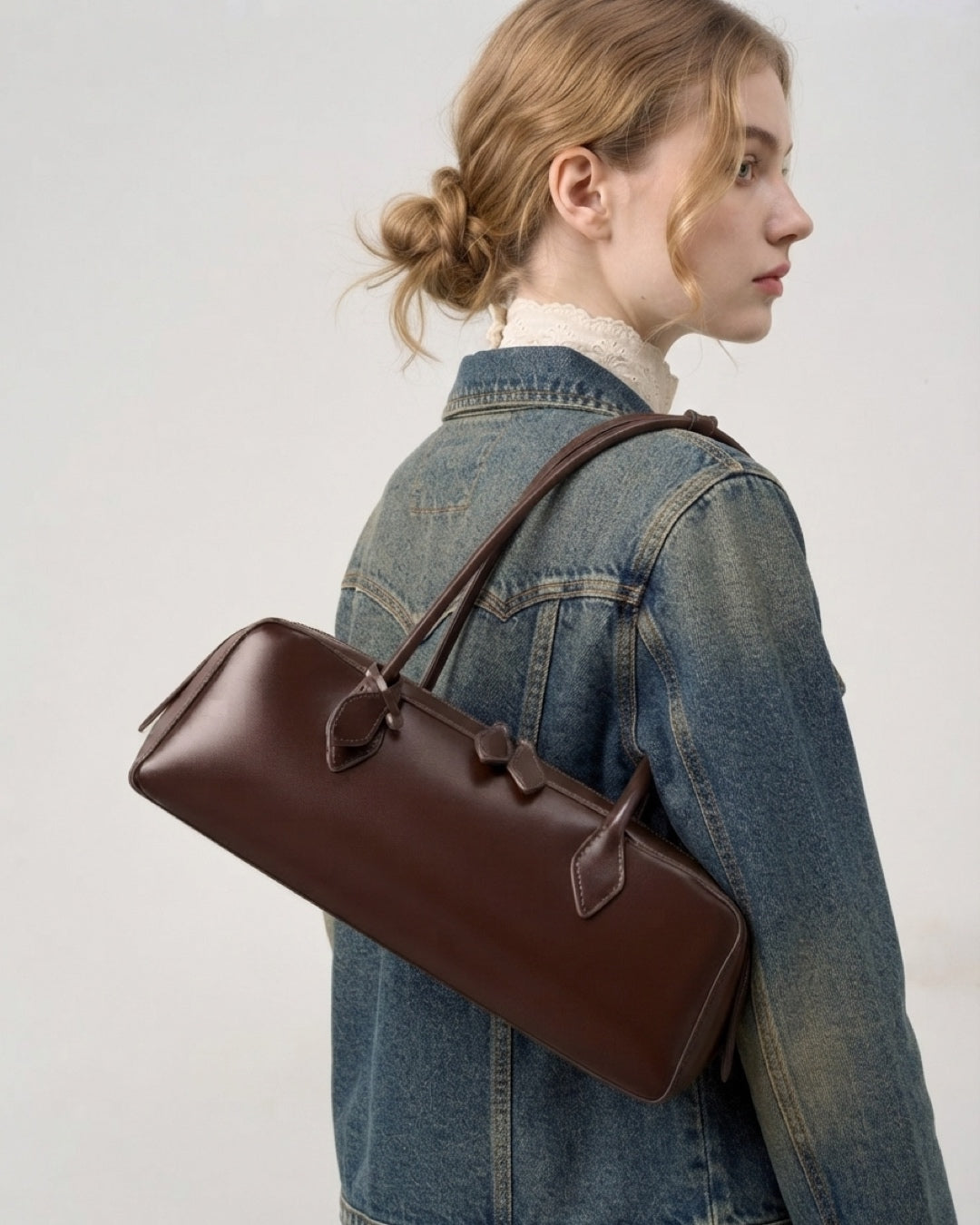 Aloveta™ Premium Leather Baguette Shoulder Bag