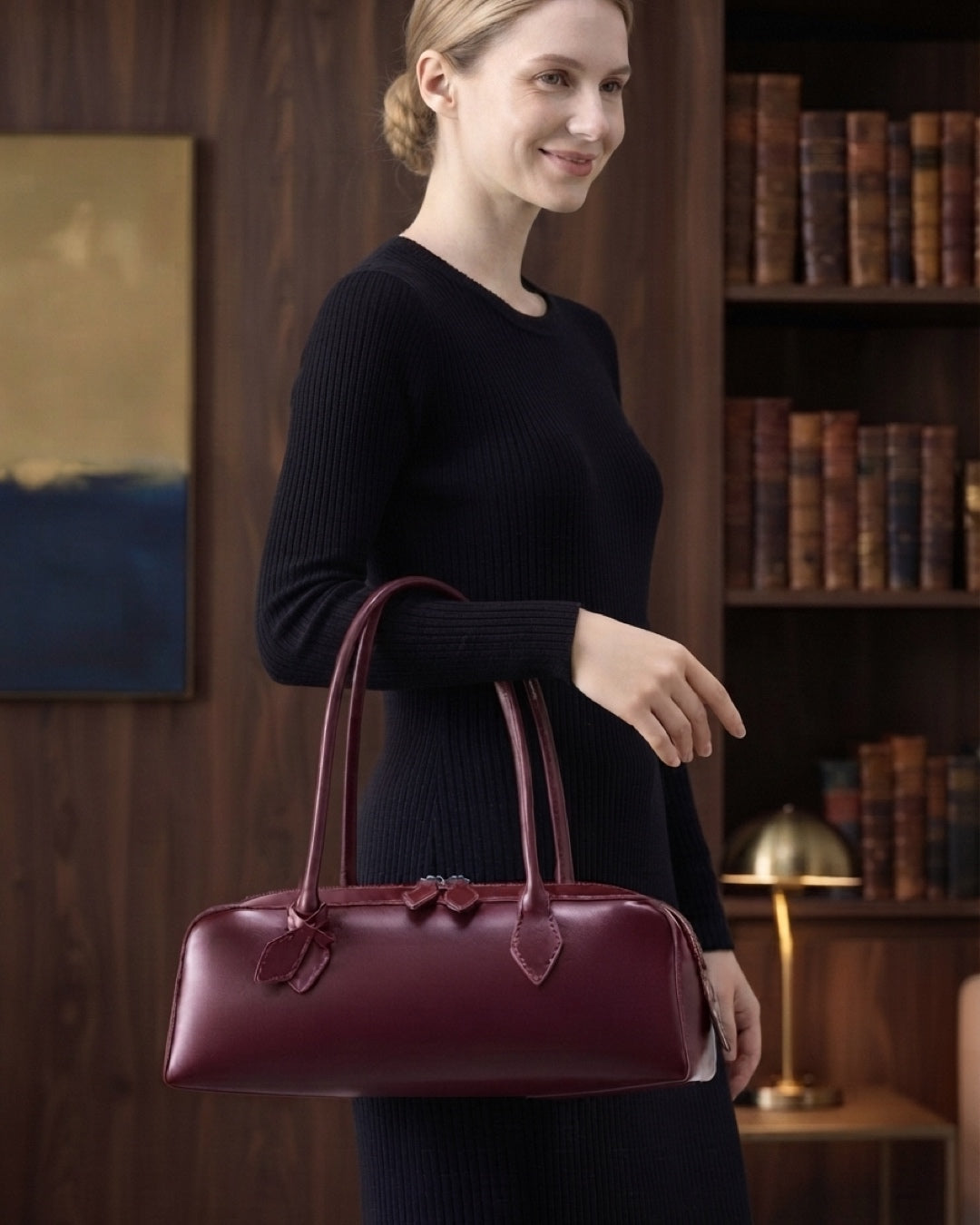 Aloveta™ Premium Leather Baguette Shoulder Bag
