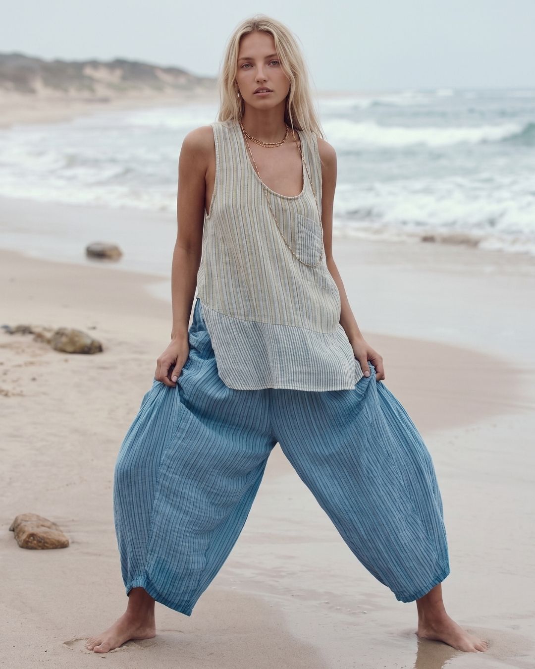 Vyla™ Casual Loose Fit Stripes Pants