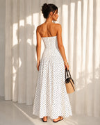 Vyla™ Vintage Polka Dot Strapless Ruffle Maxi Dress