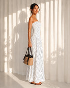 Vyla™ Vintage Polka Dot Strapless Ruffle Maxi Dress