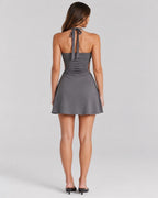 Vyla™ Ruched Halter Fit & Flare Mini Dress