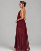 Aloveta™ Elegant V-neck Chiffon Flowy Maxi Dress